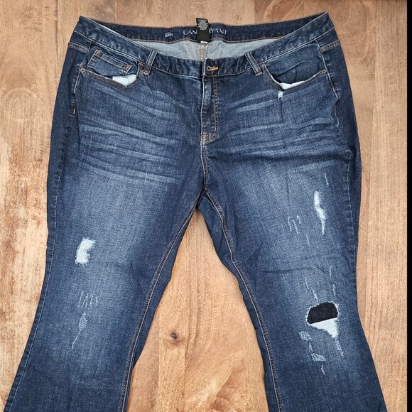 Lane Bryant Jeans Womens Plus 24 Regular Distressed Low Rise Boot Cut - Picture 2 of 6